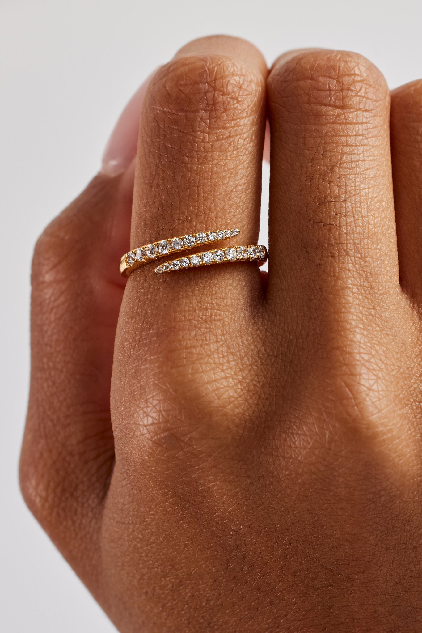 Iced CZ Wickelring - 7mm - Gold